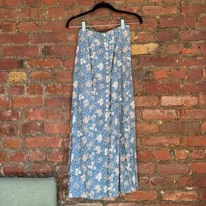 Vintage Floral Maxi Skirt in Blue